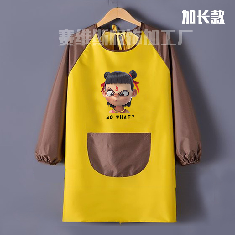 子供の絵の服のカバーの美術生の陶芸のエプロンの防水の防油の書道の小学生は毛筆の字を書きます。|undefined