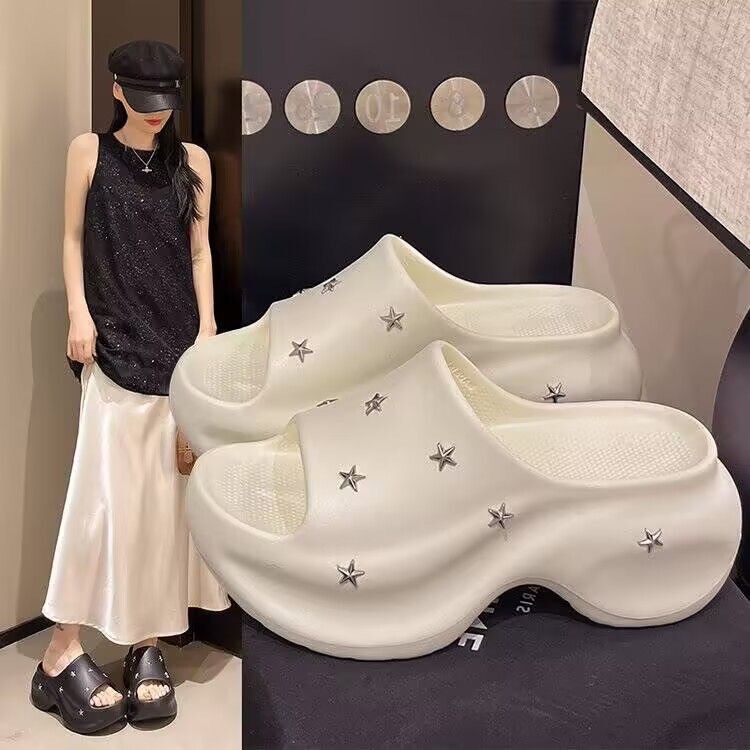 Petite Spicy Girl Style Star-Shaped Slippers for Women Y2 Open-Toe Summer Studded Thick-Soled Punk Y2K Studded Beach Slippers Petite Spicy Girl Style Star-Shaped Slippers for Women Y2 Open-Toe Summer Studded Thick-Soled Punk Y2K Studded Beach Slippers