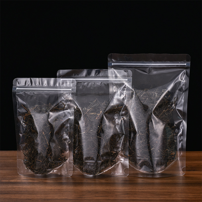 Tea leaf packaging bag half a pound 500 transparent self-standing snack airtight moisture-proof five-grain mixed peanuts specialty zipper