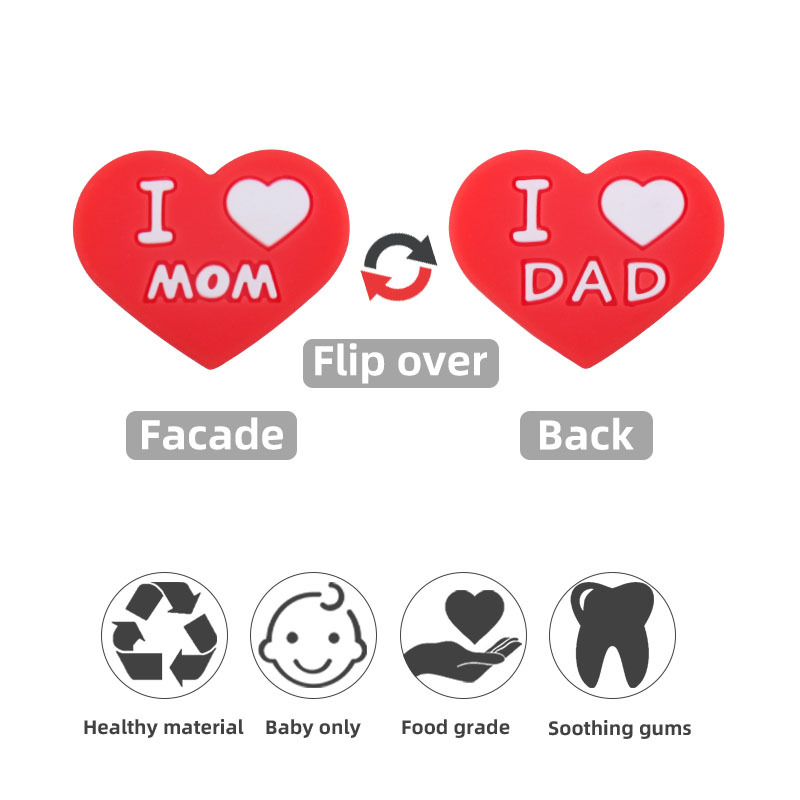 Bebé suministros DIY doble cara papá mamá amor cuentas bebé molar pulsera pezón cadena anti-gota cadena Accesorios