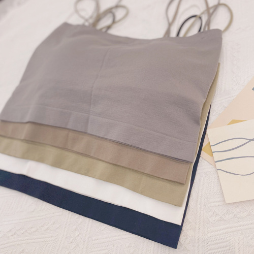 Short beautiful back camisole women's summer inner wear knitted outer bra with breast pads one-piece bottoming sexy top