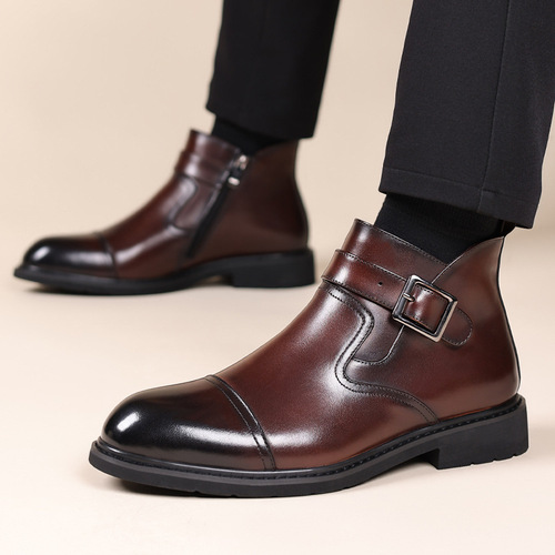 Chelsea boots, men's genuine leather business dress men's shoes, motorcycle knight short boots, men's retro British style men's boots