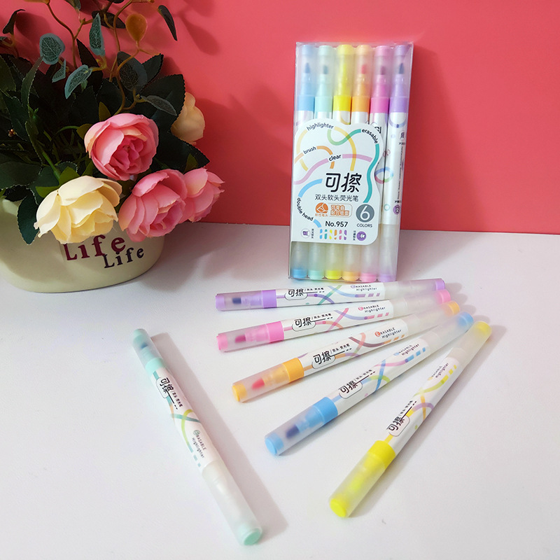 Disappearing highlighter double soft head can be erased in 6 colors…