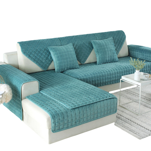 Fleece Simple Sofa Cushion Plush Velvet Anti-Slip Leather Sofa Seat Pad Winter Sofa Cover Full Wrap Sofa Blanket