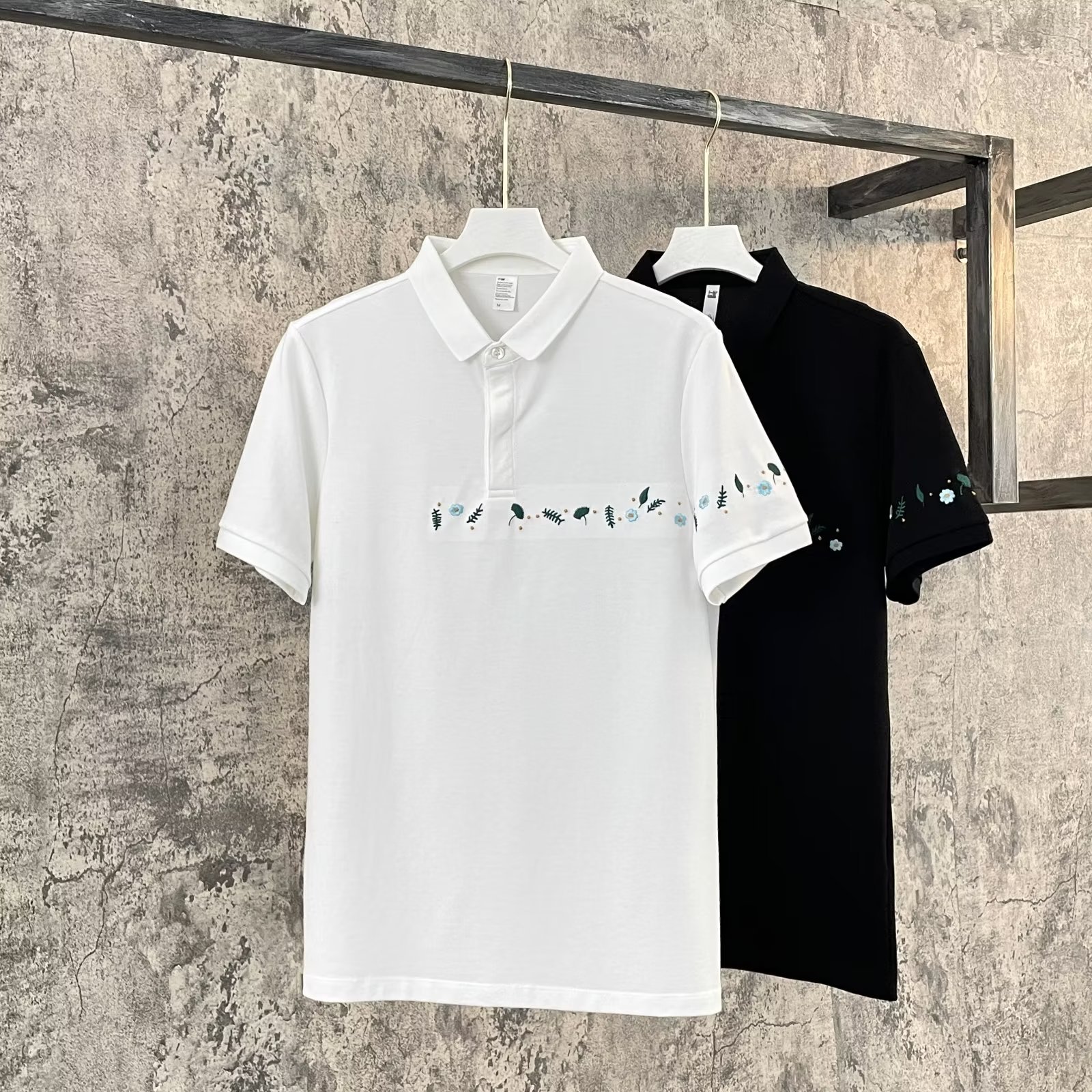 Camisa POLO de manga corta de tendencia de verano para hombres Moda de verano Casual INS bordado estampado solapa delgada