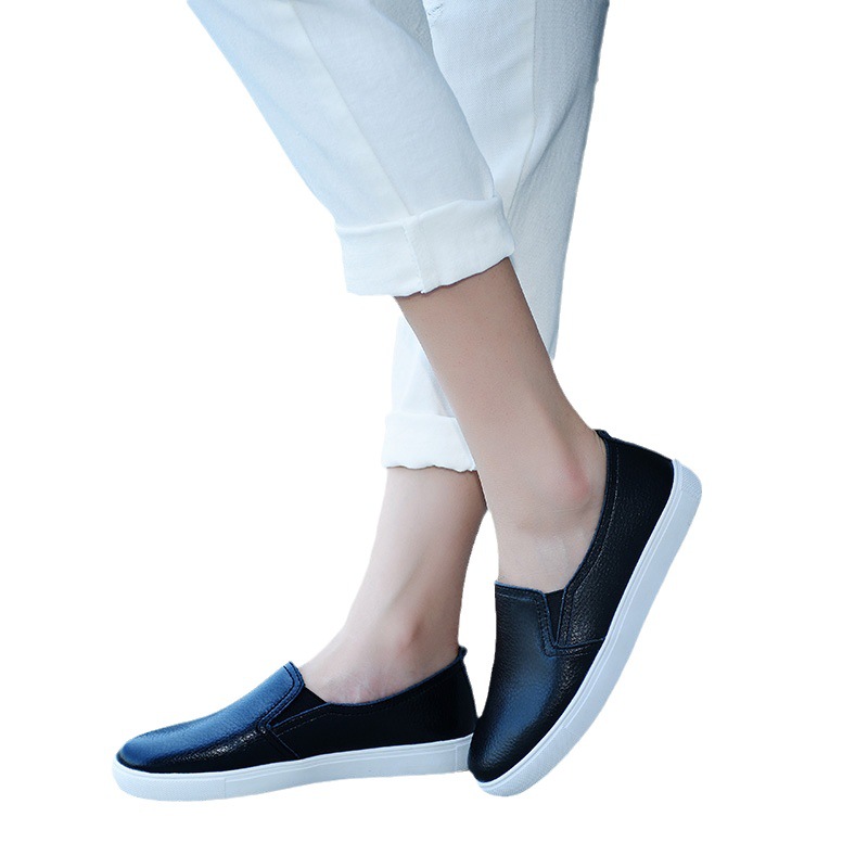 2023 primavera nueva mujer plana de las mujeres zapatos coreanos casual zapatos de cuero mocasines zapatos blancos ligeros