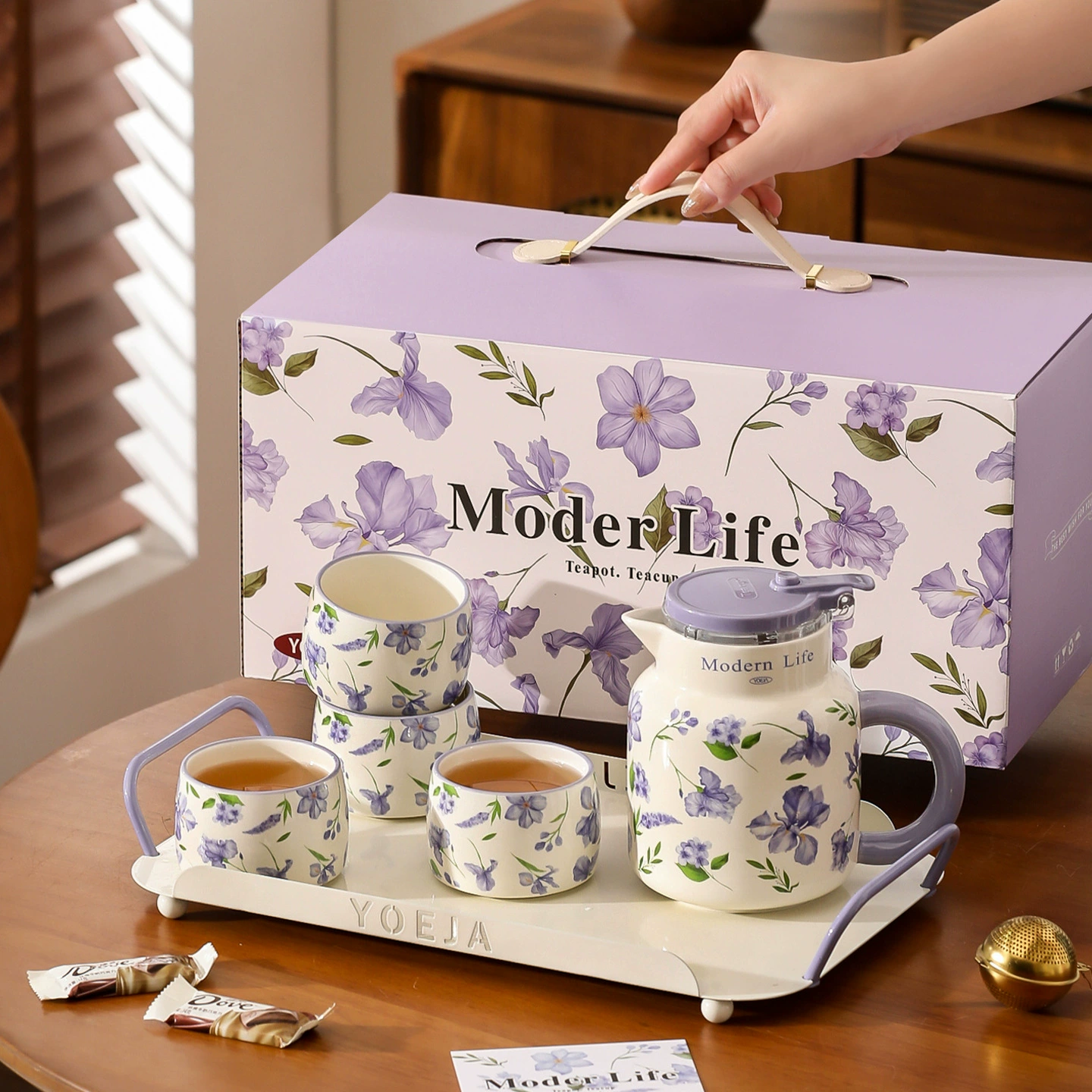 Ceramic tea set, high quality gift box, teapot for home use