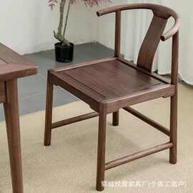 新中式老榆木圈椅家用靠背餐桌椅实木小院喝茶休闲椅咖啡店拼花椅