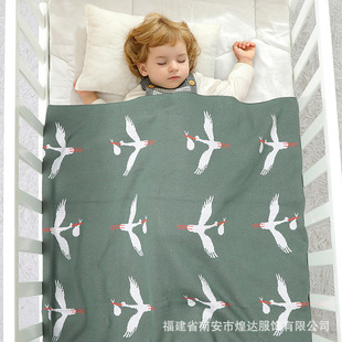 Ins Hot Selling Amazon Europe and America New Cross-border Baby Knitted Crane Jacquard Blanket Baby Windproof Cover
