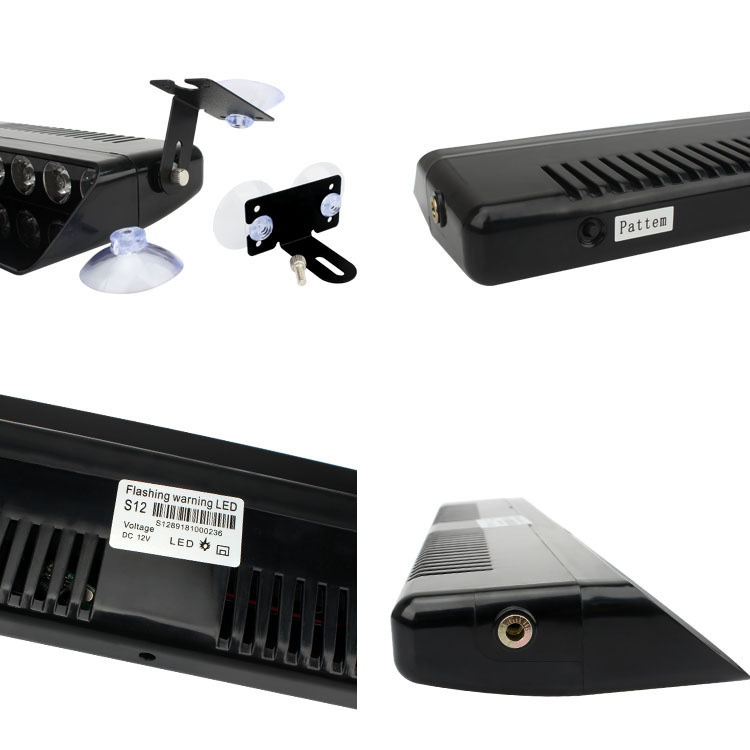 Factory Direct Supply High-Power 12Led Car Front Glass Flash Light Shovel-Type Suction Cup Light Warning Light