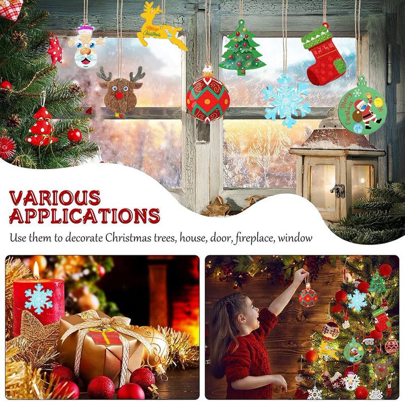 クロスボーダークリスマス吊り下げ装飾木製キャビン装飾木製手作り DIY 絵画木製ボード絵画セット|undefined