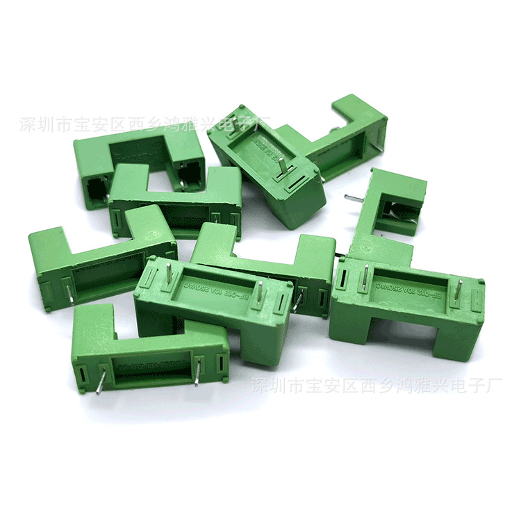 PCB板RTF-77绿色内脚5*20安装陶瓷管玻璃管保险丝座带盖脚距15mm