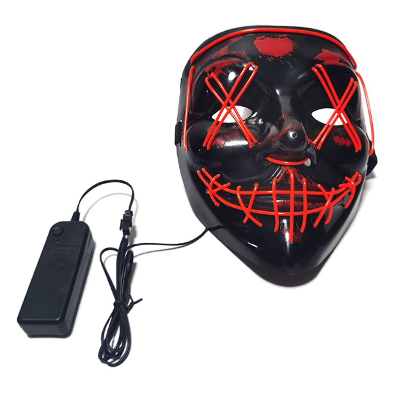 Entrando en e-commerce Halloween negro V-carácter vendetta máscara luminosa hecho a mano en stock al por mayor Ghost Dance máscara de luz fría