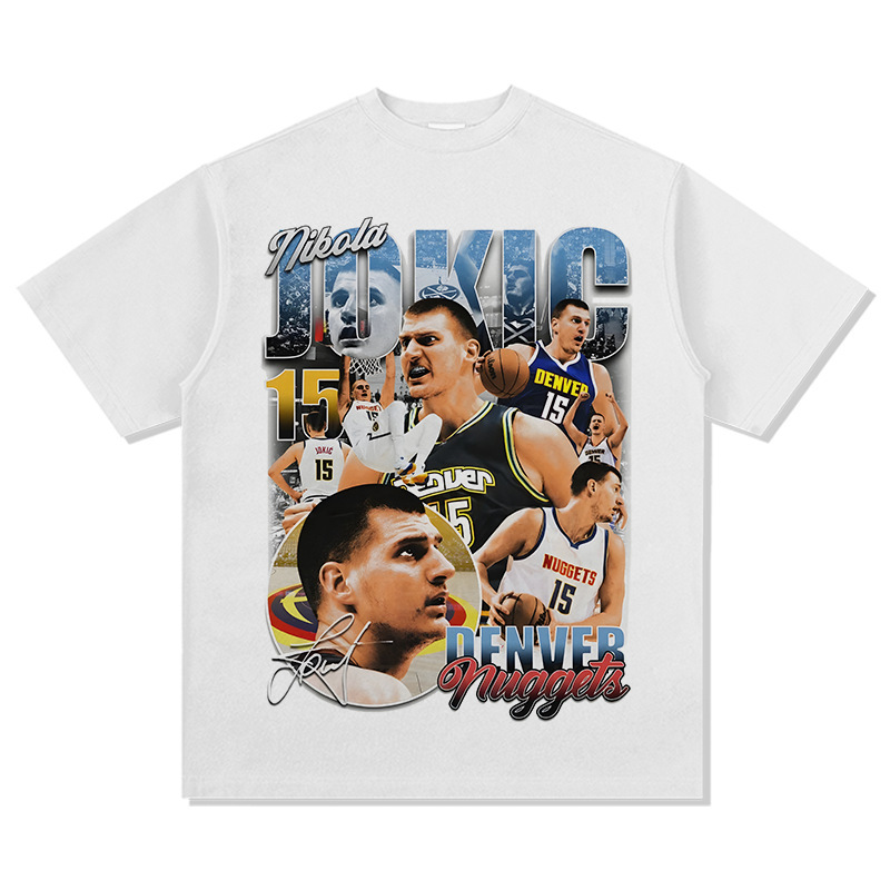 Yorkichi American Star camiseta callejera hip-hop marca de tendencia impresión retro hacer viejo lavado pesado suelto mangas cortas