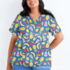 Top, plus size, with short sleeve, V-neckline