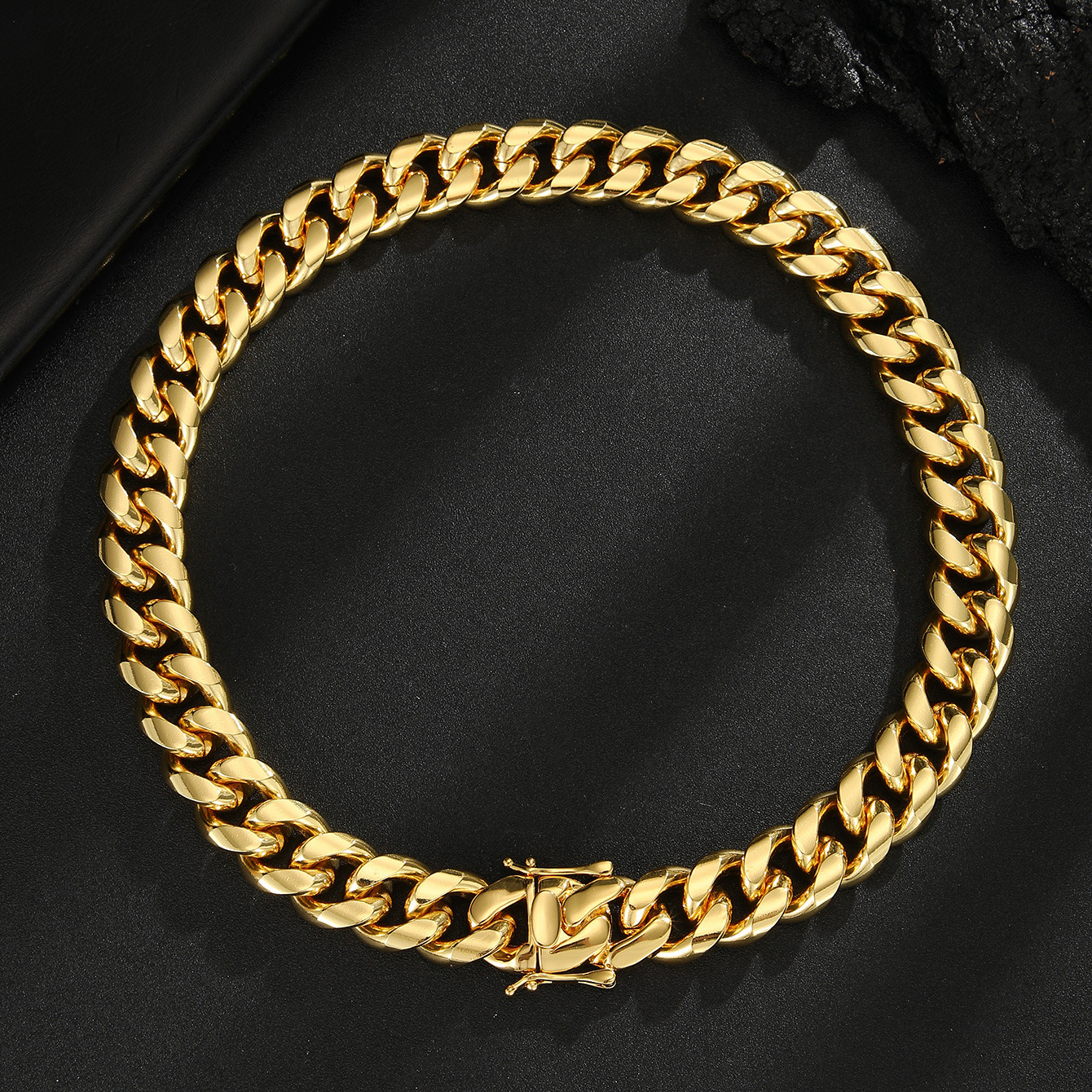 Hombre hip hop europeo y americano 6 - 22 mm de acero inoxidable de varios tamaños, molienda redonda, cabeza de dragón encriptada, collar de pulsera cubana