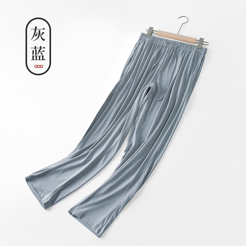 Procesamiento personalizado 60S de doble cara modal para hombres pantalones de casa de color sólido que se pueden usar afuera pijamas pantalones casuales delgados