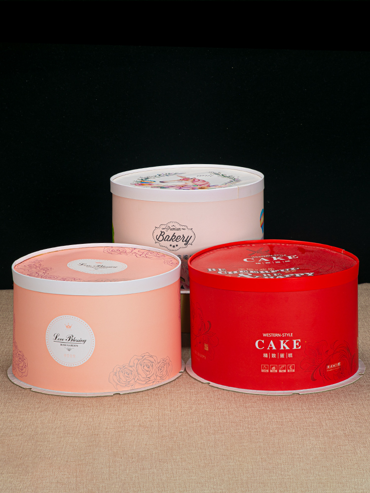 Tres en uno 6 pulgadas 8 pulgadas 10 pulgadas 12 pulgadas 14 pulgadas seis pulgadas redondeadas caja de pastel de cumpleaños caja de embalaje de pastel