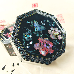 Pingyao Polished Lacquer Mother-Of-Pearl Lacquerware Shell Inlaid Jewelry Box Bracelet Box Necklace Box Retro Style Handmade