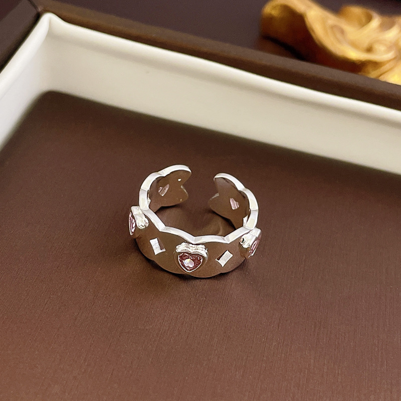 Adjustable Ring Size 1 Piece Quantity Sweet Rabbit Dog Heart Shape Copper Inlay Zircon Rings