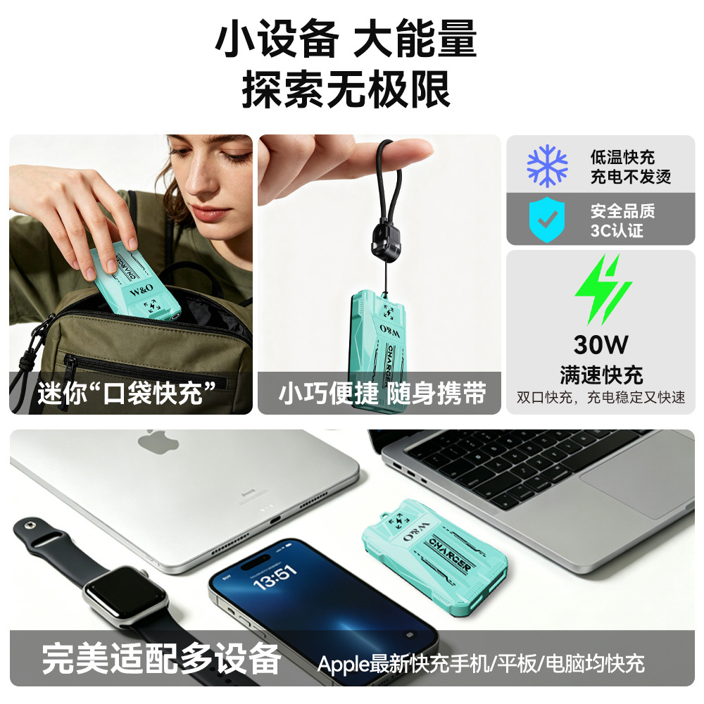 Nuevo cargador de teléfonos móviles cable retráctil automático PD cabeza de carga rápida para Apple Huawei enchufe plegable de nitruro de gallio