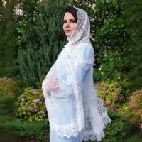 Мусульманская вуаль, шаль на плечо, кружевная свадебная вуаль, кружевной чепец, головной платок, оптовая продажа, прямые поставки на Amazon и зарубежные рынки