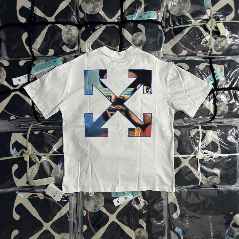 Currency Buster Cross-Border Wholesale Dropshipping Spring and Summer Ow Oil Painting Arrow Series Round Neck Heavy Cotton Short-Sleeved T-Shirt Currency Buster Cross-Border Wholesale Dropshipping Spring and Summer Ow Oil Painting Arrow Series Round Neck Heavy Cotton Short-Sleeved T-Shirt
