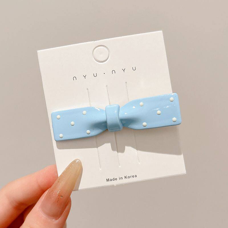 3# blue bow oval hairpin about 6.5cm