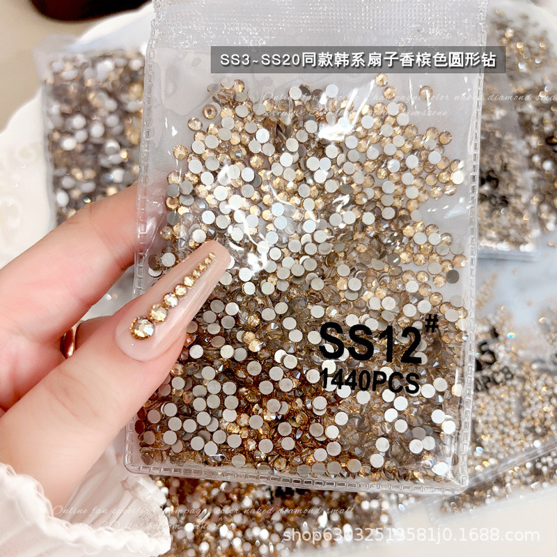 クロスボーダーシャンパンカラーネイルアートダイヤモンド全体フラッシュフラット底小さなラウンドラインストーン diy ネイルステッカーダイヤモンドネイルアートジュエリーアクセサリー|undefined