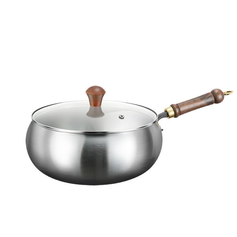 Clang 316 olla de barriga grande de acero inoxidable wok doméstico sin recubrimiento cocina de inducción de gas antiadherente olla de cocción especial pequeña