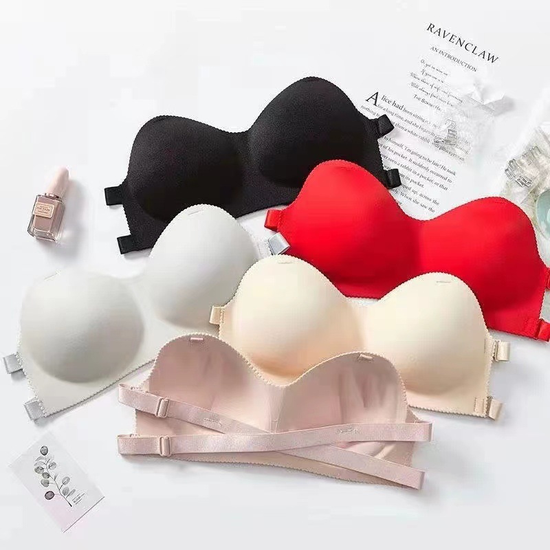 High Quality Card Strapless Bra Bra for Women without Steel Rings, Small Chest Gathering, Non slip Wrapping, and Anti glare Bra