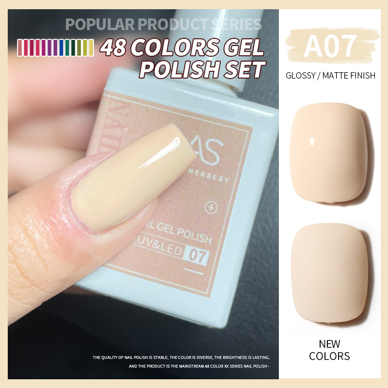 Una botella de pegamento de esmalte de uñas de un color 2022 nuevo verano popular 48-color Pequeño conjunto para el salón de uñas traje completo