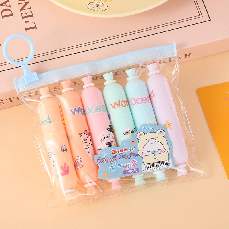 Mini resaltador súper lindo, dibujo de dibujos animados de estudiante, marcador de pintura, punto clave del fabricante al por mayor