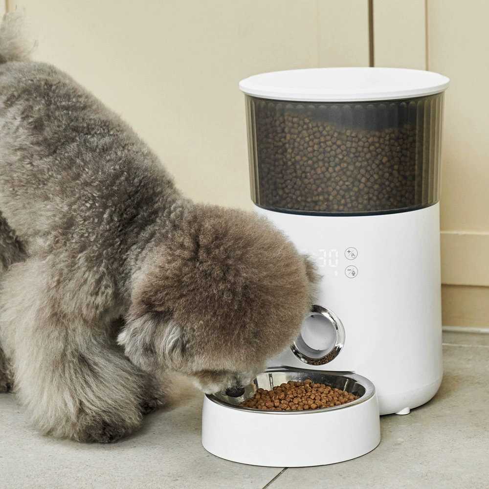 Интеллектуальная автоматическая кормушка для домашних животных, автоматическое кормление по времени и количеству, конструкция против застревания еды, полупрозрачное ведро для еды.