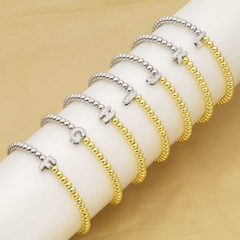 13g Weight Copper Pendant Material Zircon Inlay Material Bracelets Classification Copper Chain Material ball chain Chain Type 1 Piece Quantity Holiday, Daily Occasion Copper Material Letter Pattern All Seasons Season Women's Gender Plating Design Modern Style Style Wholesale Jewelry Modern Style Letter Copper Zircon Plating Bracelets Ball Chain 1