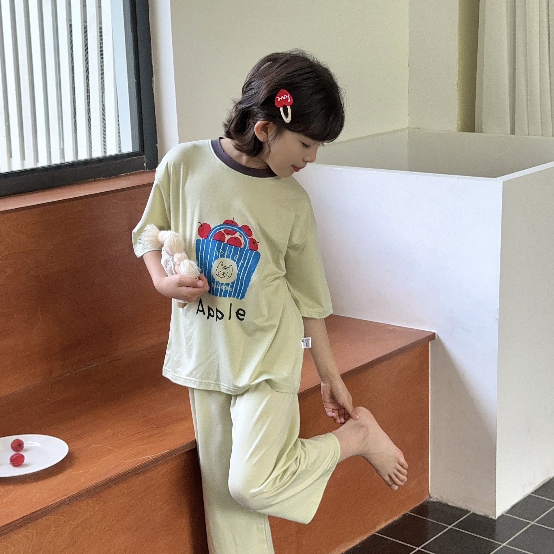 Pijamas para niños, pantalones cortos para niños y niñas delgados de verano, seda de hielo, aire acondicionado para padres e hijos, ropa para el hogar, trajes para niños grandes