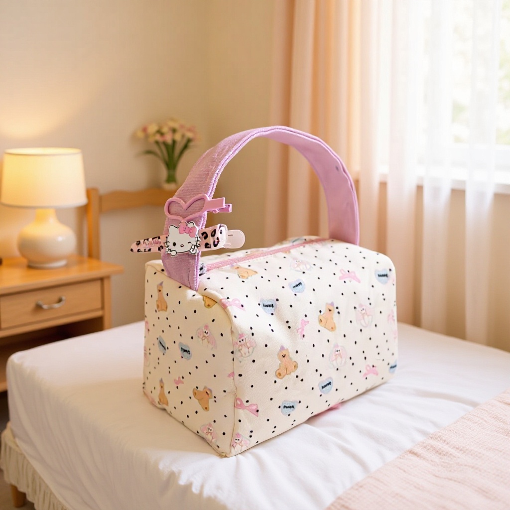 Spring and Autumn New Cartoon Bear Portable Makeup Toiletries Bag Travel Storage Bag Large Capacity Three-Dimensional Commuting Handbag