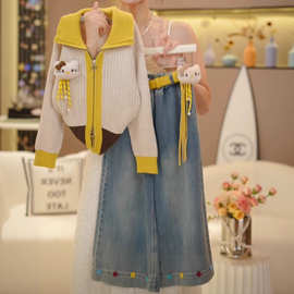 女童套装秋款2025新款洋气时髦翻领开衫秋季小女孩休闲百搭两件套