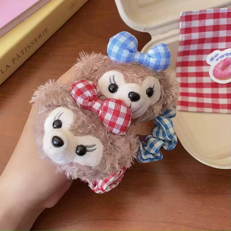 Anillo de cabello Shelly Mei, dibujos animados para mujeres, cuerdas de cabello encantadoras para jóvenes, dibujos animados jk, tocado de viento, anillo de cuero a cuadros rojos japoneses.