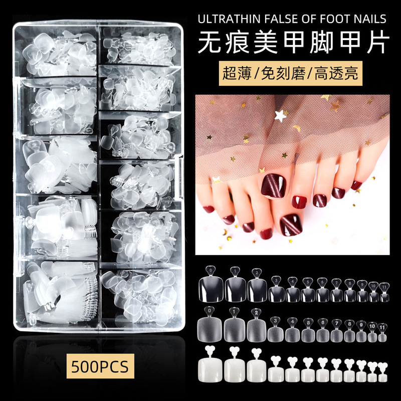 Manicure Shop Foot Nail Piece Full Sticking Non-Polishing Thin Seamless Feet Fake Nail Patch Toenail Wear Nail Piece
