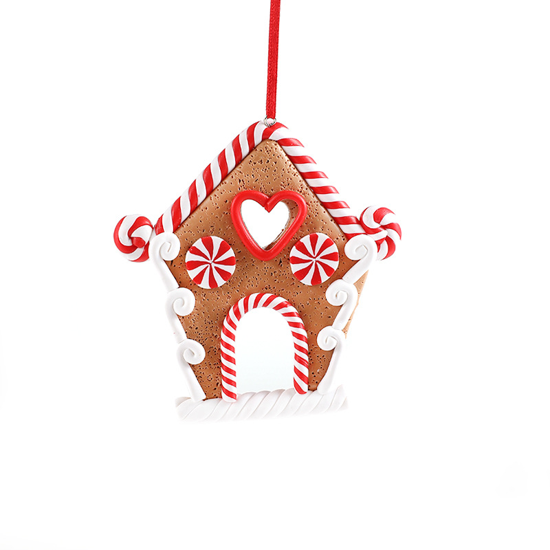 Nuevo pan de jengibre de cerámica suave hombre pan de jengibre casa pequeña colgante de árbol de Navidad adornos de Navidad adornos de colgante retro