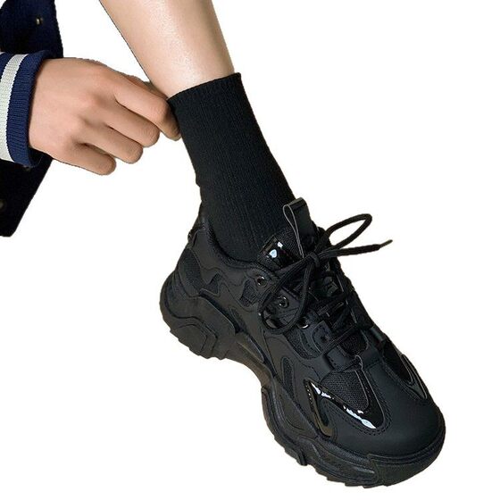 Feet Small Explosions Torre Shoes Women's 2025 Spring New All-match Breathable Mesh Platform Sports Black Single Shoes for Women