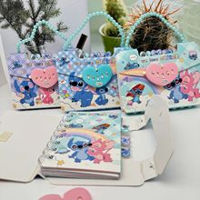 可爱KT猫史迪仔手提密码锁本便签本ins少女心隔页笔记本文具奖品