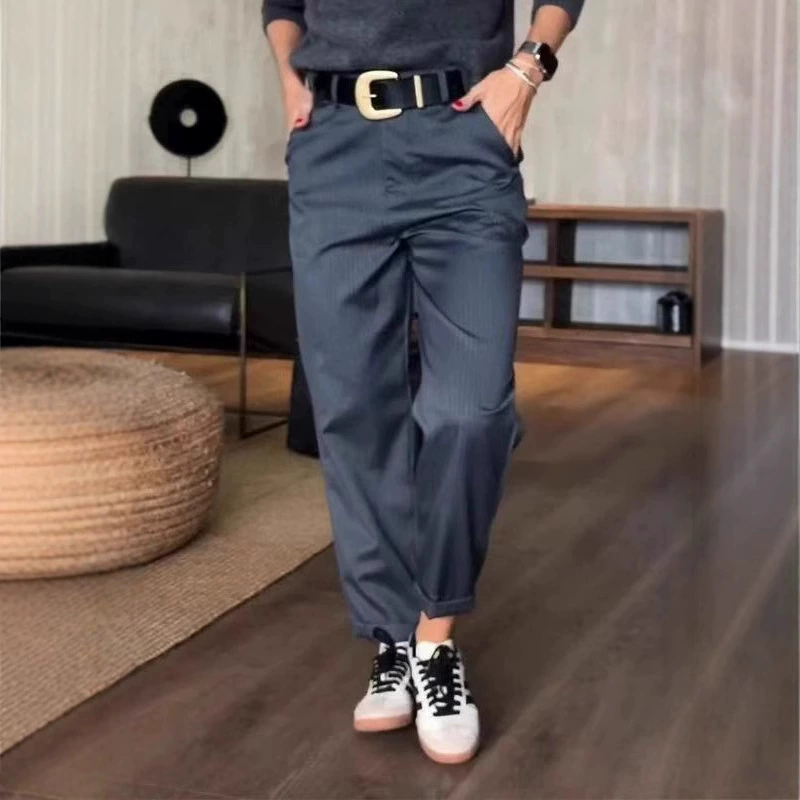 2025 Европа и США весна и осень трансграничные Amazon новые женские женские с высокой талией простой прямой дизайн дикий повседневные брюки