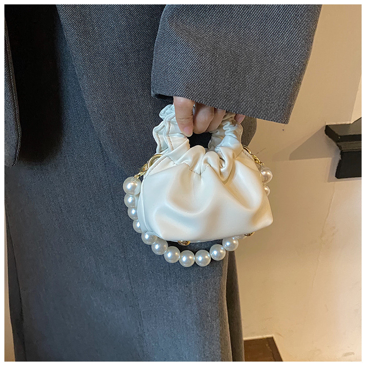 255g Weight Beading, Pearls Fashion Element Clasp Frame Closure Type Top Handle, Chain Strap Type Crossbody Bag Bags Type Casual, Daily, Shopping Occasion Pu Leather Material Solid Color Pattern All Seasons Season Kid'S Gender Cute Style Bucket Shape Kid'S Pu Leather Solid Color Cute Beading Pearls Bucket Clasp Frame Crossbody Bag 55