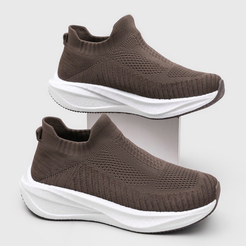 Tenis Tipo Calcetín para Correr de PU, Malla y TPU Sin Cordones Ligero para Uso Casual
