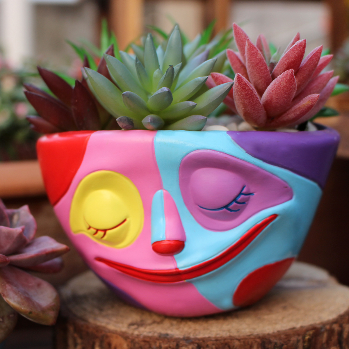 Creative face flower pot decoration resin crafts succulent flower pot flower pot garden courtyard home office flower pot