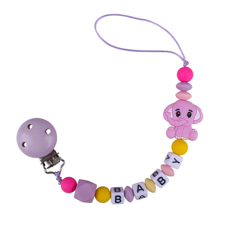 Bebé suministros chupete clip de dibujos animados animal elefante juguete mordedor chupete Cadena de chupete cadena anti-caída