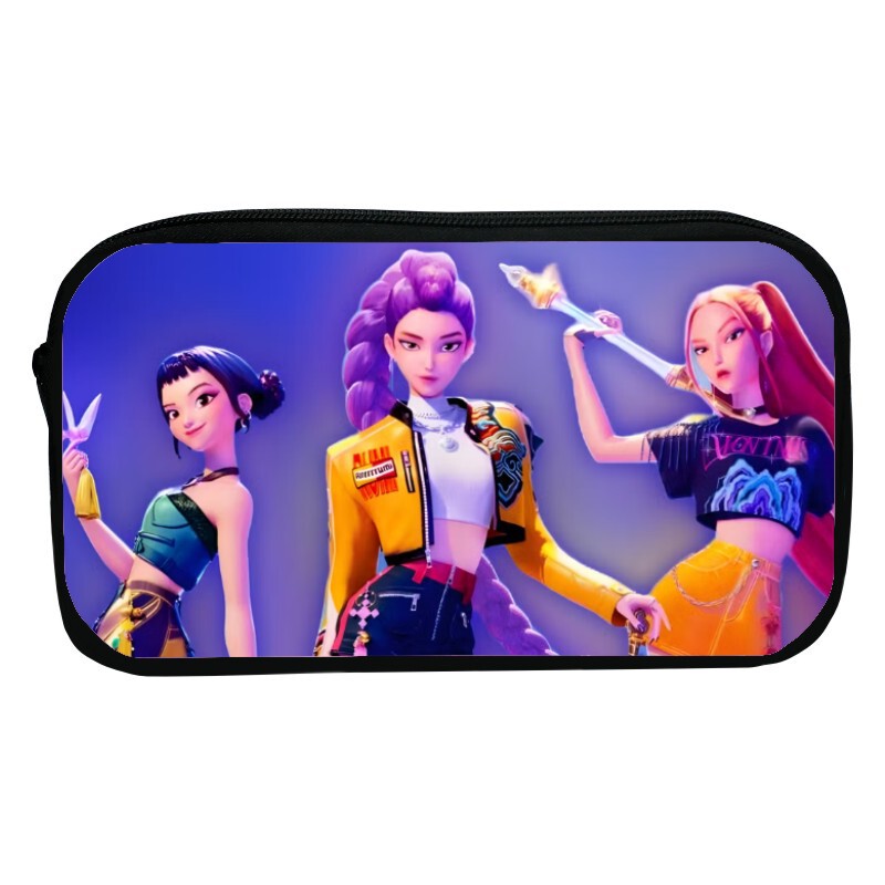 新品印花猎魔女团K-POP笔袋卡通文具袋Huntrix Kpop小学生收纳包|undefined