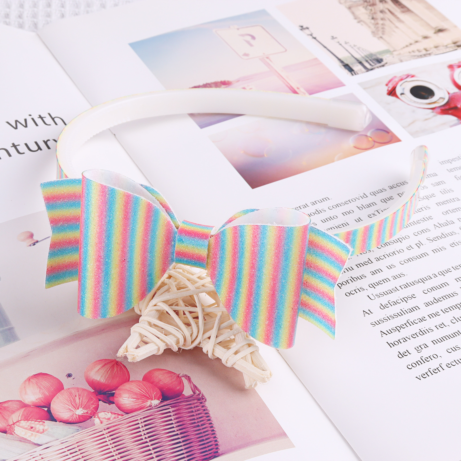Bowknot Design Cute Style Cute Plaid Cloth Bowknot Hair Clip Hair Band 1 Piece
